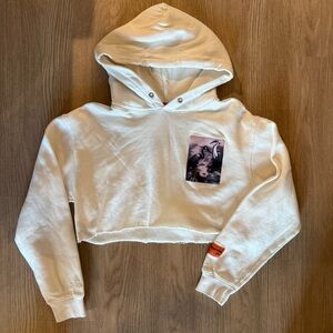 Heron Preston Heron Cropped Hoodie in Bone